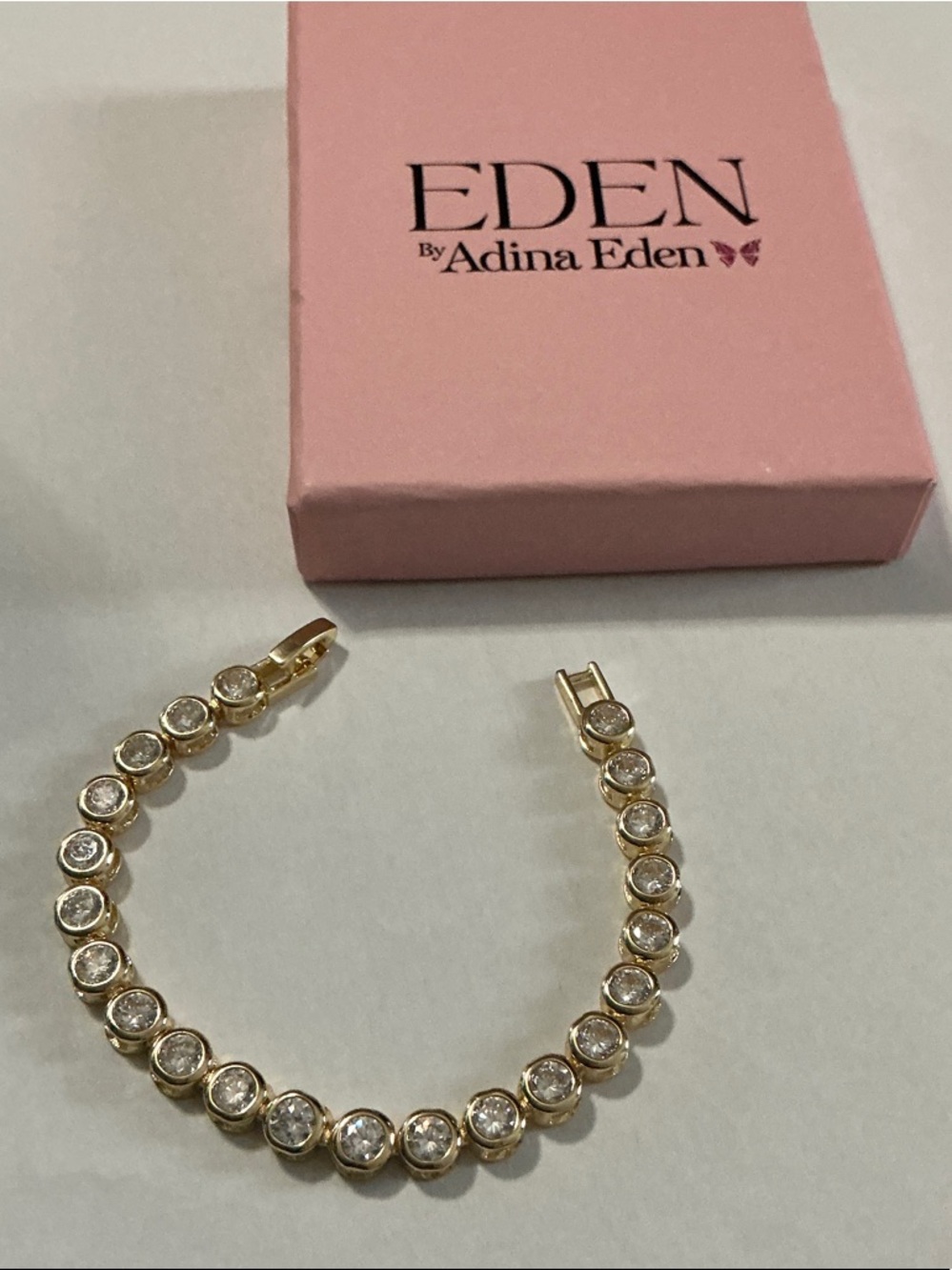 Adina Eden Gold Cubic Zirconia Bezel Tennis Bracelet